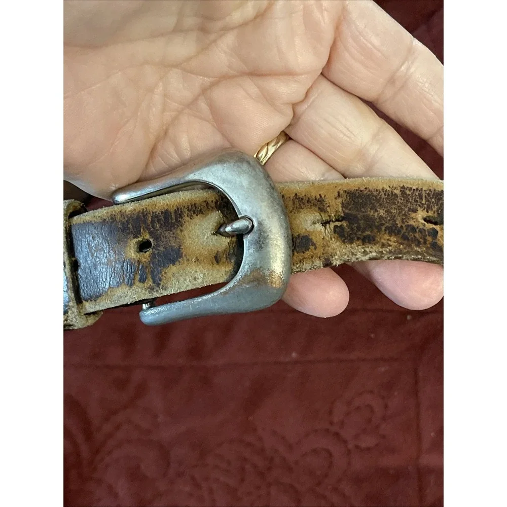 Thrashed ! VTG Ole Miss Genuine Brown Leather Belt Size 40 ‎ Loved & Worn! READ